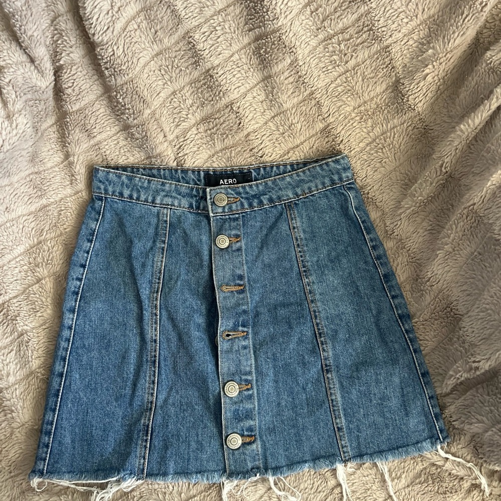 Aeropostale Button-Front Denim Mini Skirt